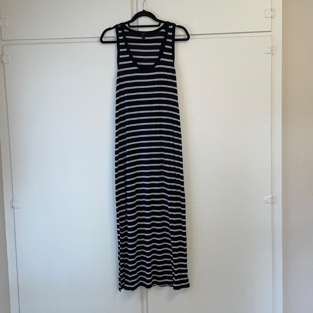 J Crew Black Striped Maxi Dress
